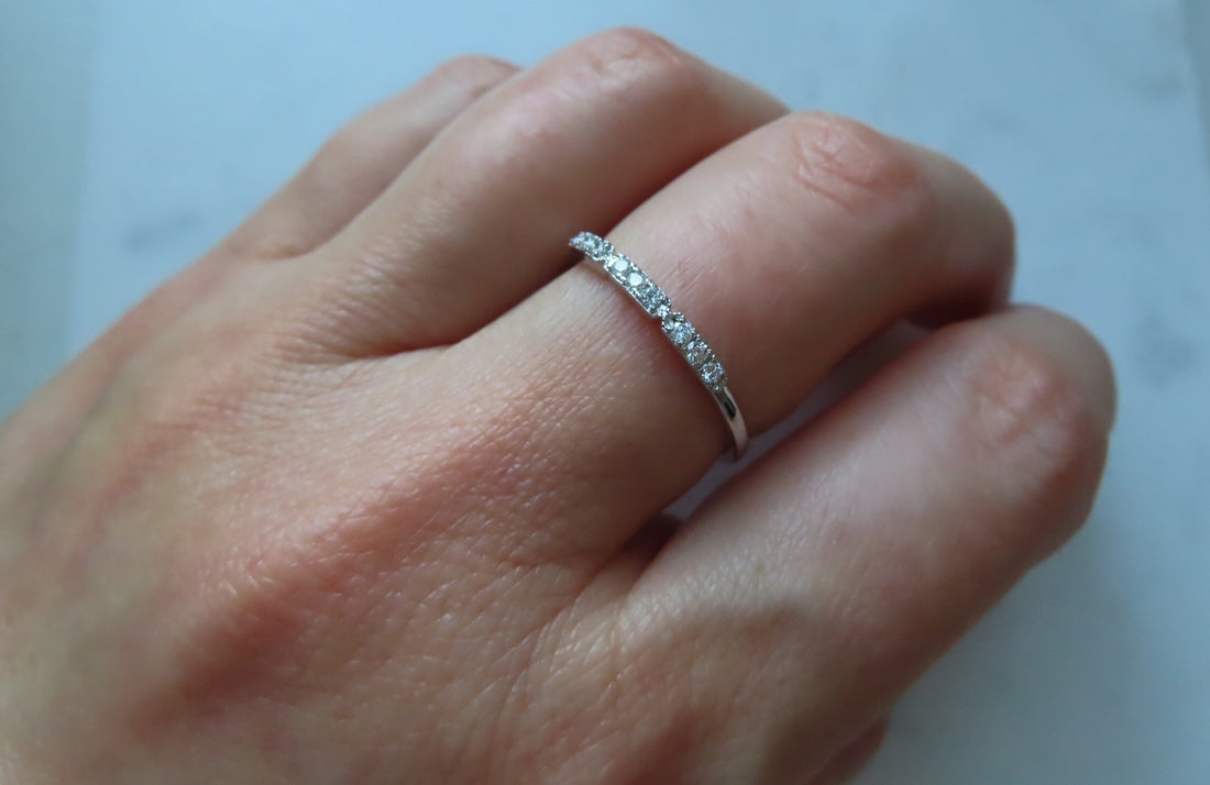 Half Eternity Wedding Diamond Band in 14K White Gold