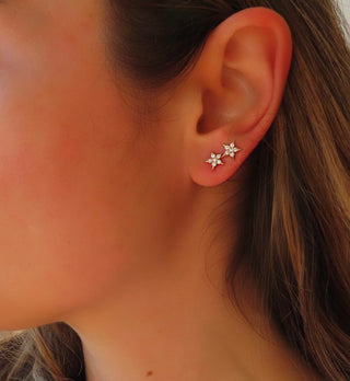 Diamond Star Shaped Stud Earrings in 14K Gold