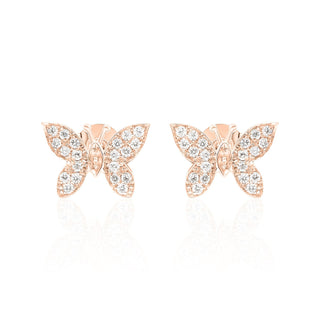 Diamond Butterfly Stud Earrings in 14K Gold
